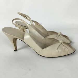 vtg BRUNO MAGLI ITALY Slingback PEEP TOE Heels 8.5